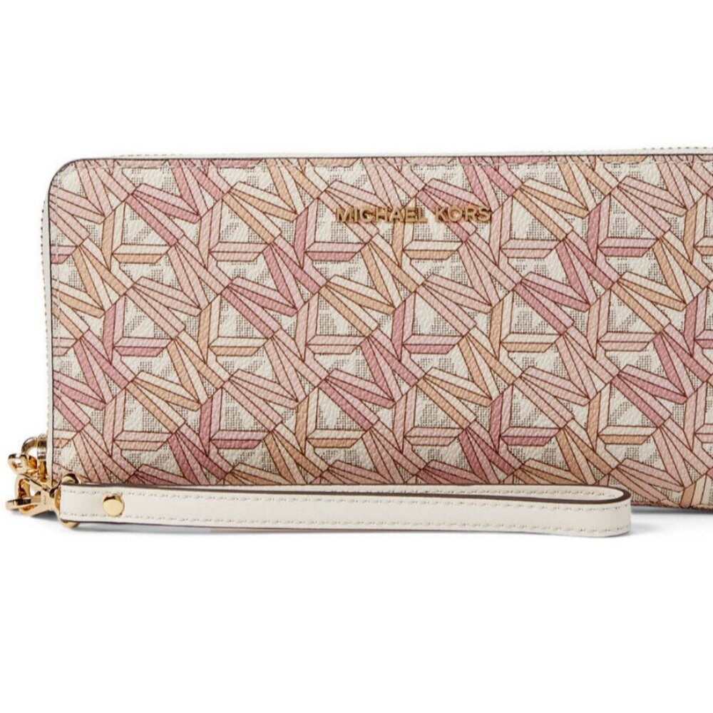 Michael Kors Jet Set Travel Continental Wristlet Wallet - Smokey Rose